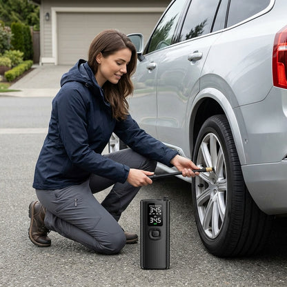 Portable Tire Inflator with Built-in Gauge