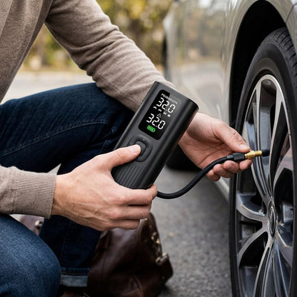Portable Tire Inflator with Built-in Gauge